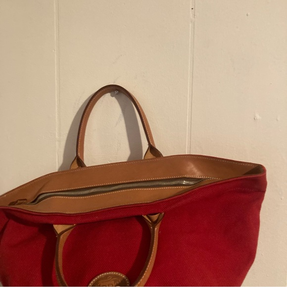Dooney & Bourke Vintage Red Canvas Tote Bag - Picture 11 of 12